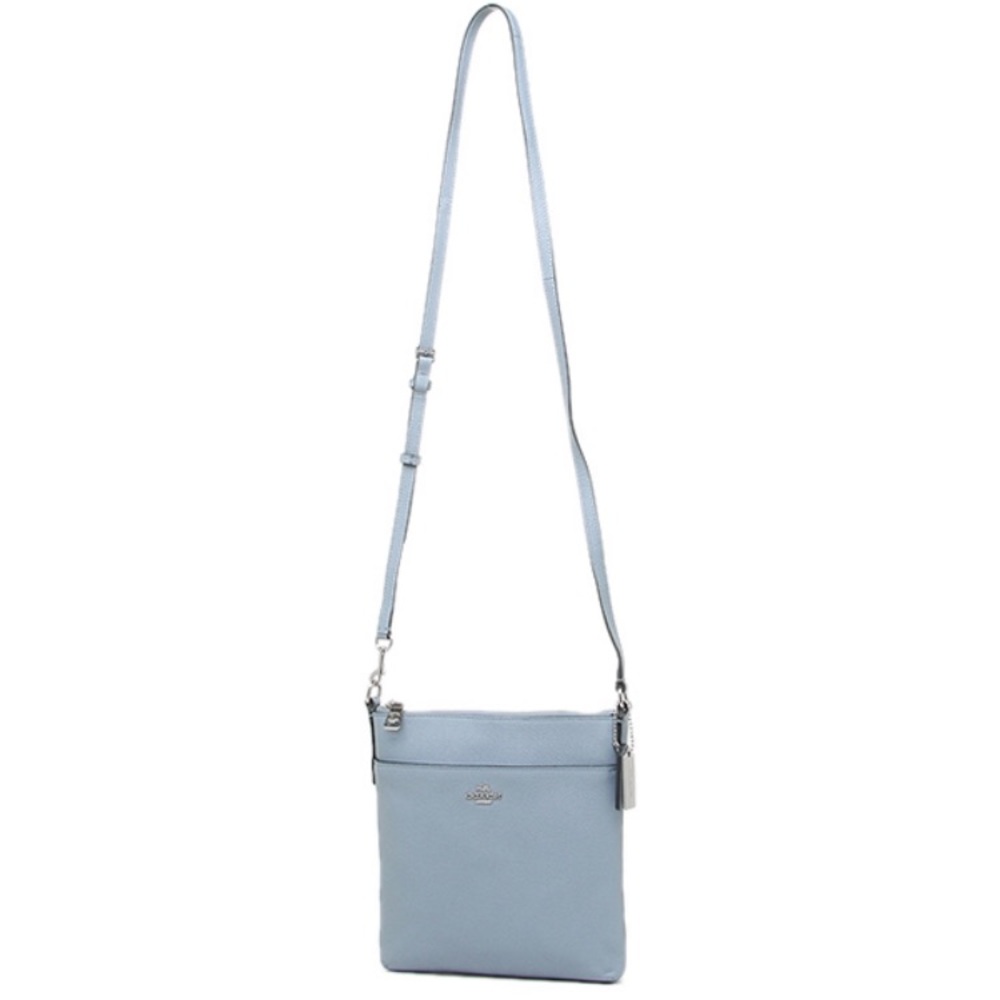Pale blue Coach messenger crossbody gold hardware